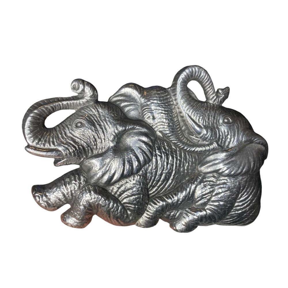 VINTAGE 1987 Arthur Court - 3 Elephant Decoration Mounting Accent (Drill Thru)